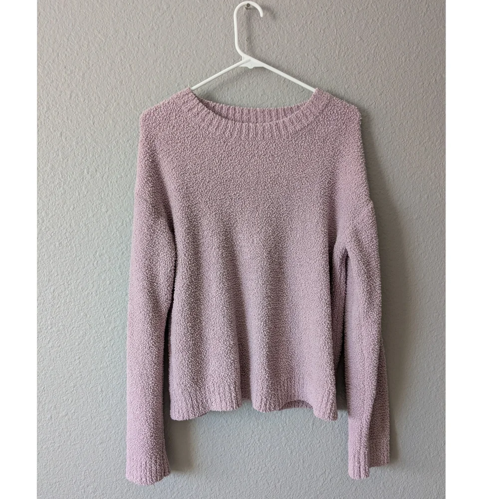 Mauve Crew Neck Boucle Textured Sweater Long Sleeves Sz. M - Picture 2 of 7